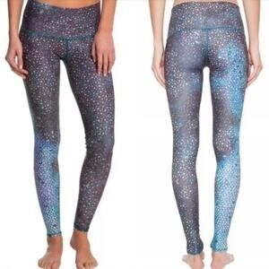 Teeki Women's Athletic Yoga Leggings Stars Mermaid Teal Purple Print Size Medium